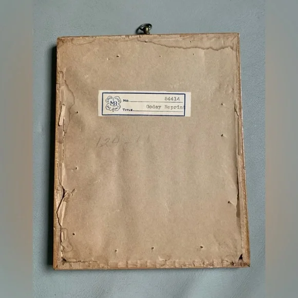 Godey Paris Fashion Print Wood Frame 7.5” x 6” Hook to Hang Godey’s Ladies VTG - Picture 2 of 10